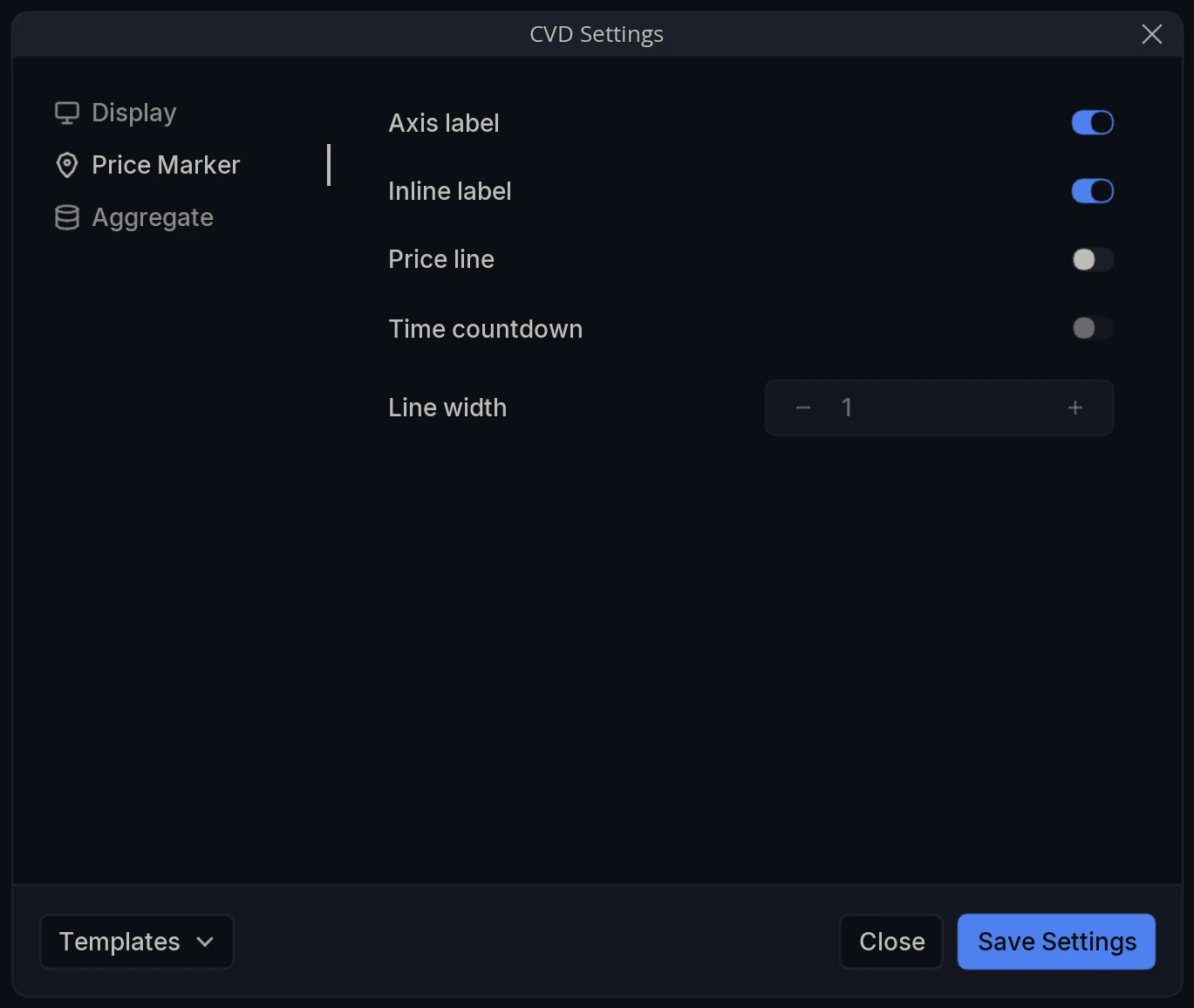CVD Settings Price Marker