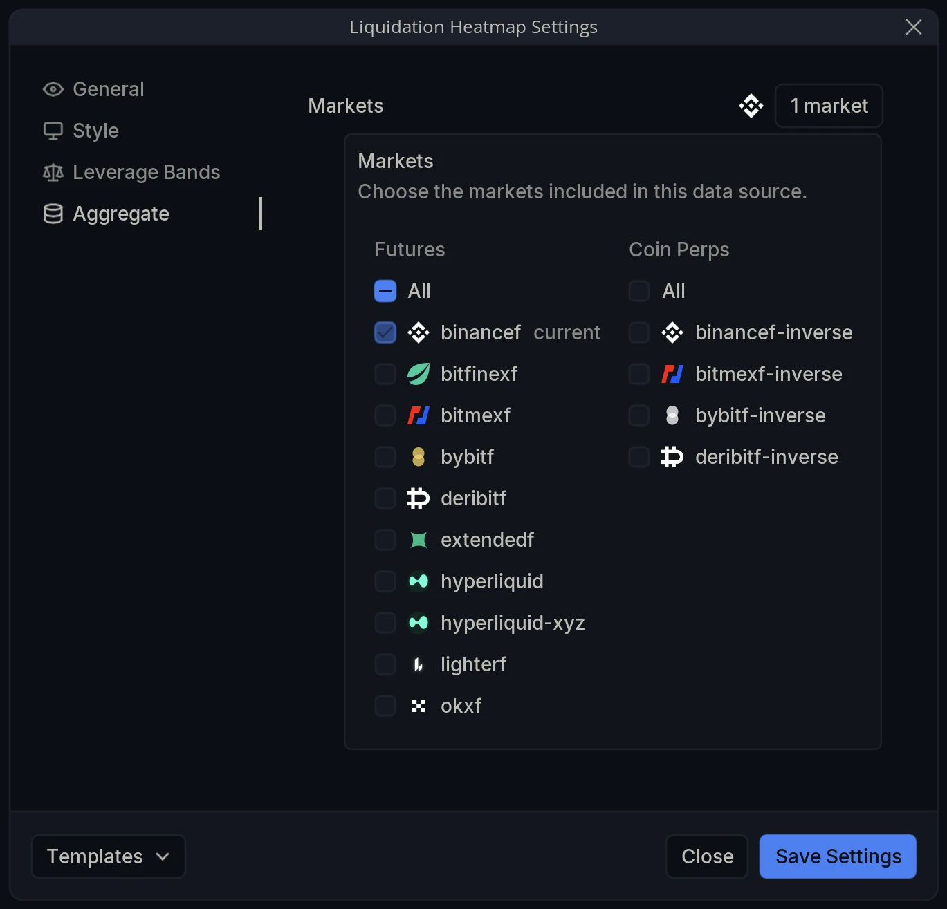 Liquidation Heatmap Settings Aggregate