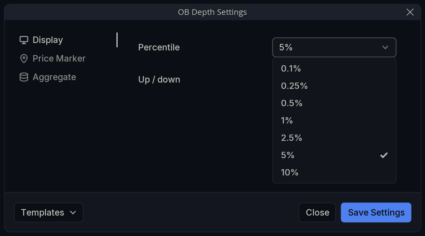 OB Depth Percentile Menu